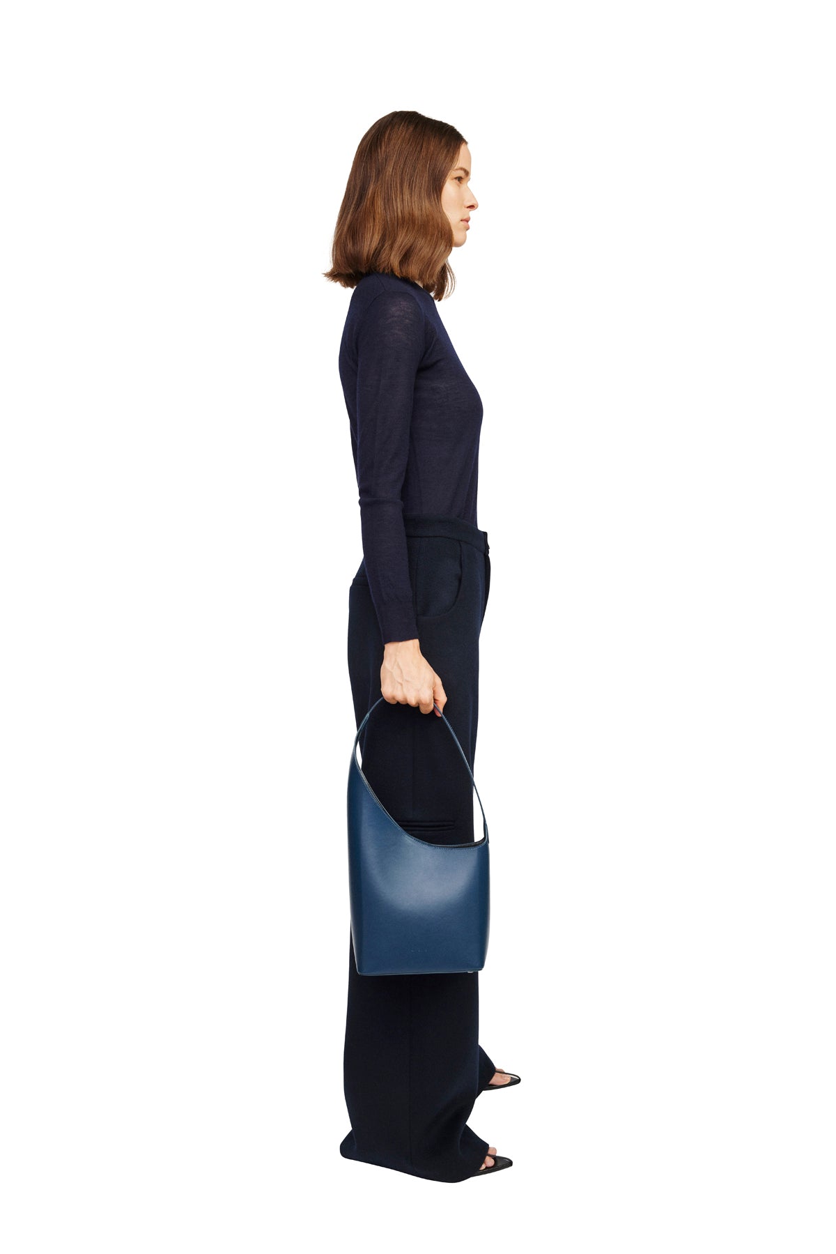 Aesther Ekme Demi Lune Leather Shoulder Bag in Blue